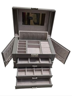 Gray Jewelry Organizer Box with Mirror - Brand Unspecified